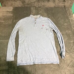 Tyndale FR Shirt Mens large Long Sleeve Blue 10 cal 2 Cat Made USA henley Stain